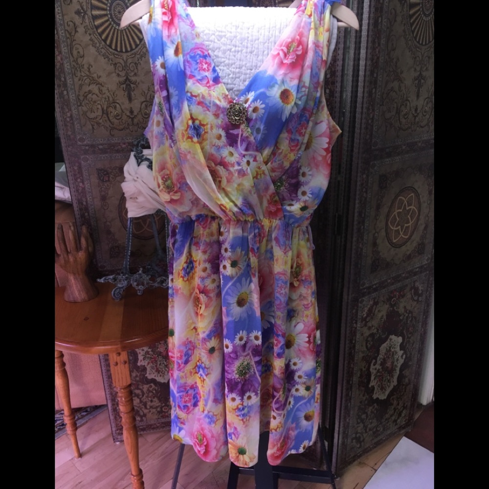 Ladies sunflowers sleeveless sun dress